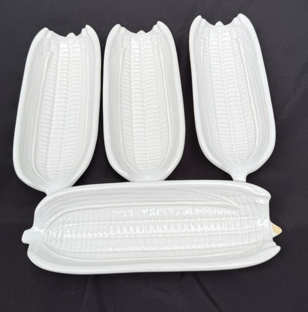 Bordallo Pinheiro White Corn Cob Dishes Made in Portugal Set Of 4